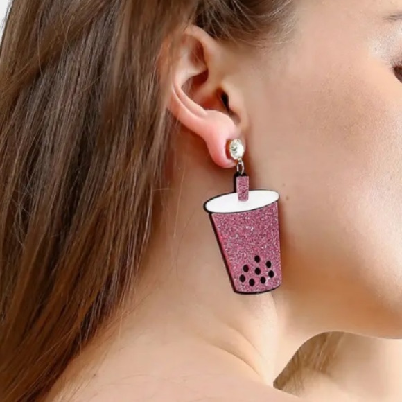 Bubble Tea Boba Milk Tea Earrings NEW! - Picture 3 of 8